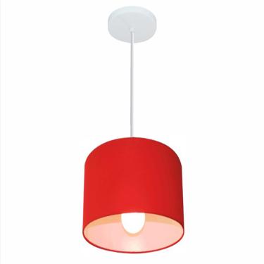 Imagem de Lustre Pendente Cilíndrico Vivare Md-4046 Cúpula em Tecido 18x18cm - Bivolt