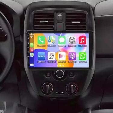 Imagem de Bobuluo Rádio veicular para Nissan Versa Sedan 2015-2019 estéreo, rádio com tela sensível ao toque de 10 polegadas para Nissan Versa Sedan Head Unit Wireless Carplay Android Auto WiFi, GPS, Bluetooth