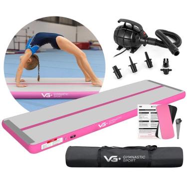 Imagem de Tapete Colchão Ginástica Inflável 3 Metros com Bomba Elétrica VG Plus Rosa 220v