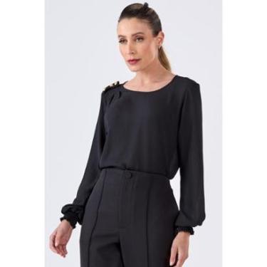 Imagem de Blusa PKS Manga Longa Botões Ombro Preta-Feminino