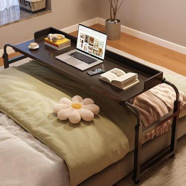 Imagem de Mesa De 115-210 Cm Com 4 Rodas, Mesa De Cabeceira De Estação De Trabalho Em Pé Ajuste De Altura 65-95 Cm Mesa De Computador Bandeja De Comida Mesa De Rolamento Mesa Médica Para, Black