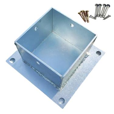 Imagem de 80 100 130 150 200 Mm Protetor De Poste, Suporte De Poste De Pérgola Para Deck Varanda Corrimão Corrimão Placa De Cerca, Engrossar Ferro Galvanizado Cerca De Jardim Base De P, 95x95x80MM