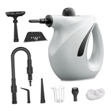 Imagem de Ｂｅｓｇａ Limpador a vapor portátil com tanque de grande capacidade, doméstico, 2 configurações de vapor, vaporizador portátil para limpeza de rejunte, janela, Cinza