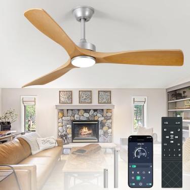 Imagem de BvenuBigLite Ventiladores de teto com luzes e controle remoto: Ventilador de teto de 132 cm 3 lâminas de perfil baixo ao ar livre - Ventiladores de teto modernos com controle remoto de aplicativo