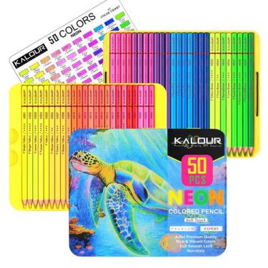 Imagem de Lápis de cor KALOUR PDAS 50 Neon para livros de colorir para adultos