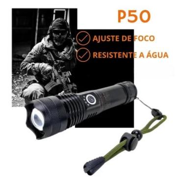 Imagem de Lanterna Tática Militar P50 Acampamento Recarregável USB Ultra Potente