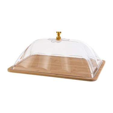 Imagem de predolo Bandeja para servir alimentos, bandeja para servir e massas, prato de aperitivos com tampa transparente para buffet de comidas e festas de, L