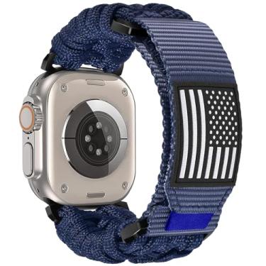 Imagem de CAGOS Pulseira masculina de nylon resistente para Apple Watch Ultra 2/Ultra, séries 10 9, 8, 7, 6, 5, 4, 3, 2 e 1 SE de 49 mm, 46 mm, 44 mm, 42 mm, compatível com iWatch Ultra 2/Ultra, séries 10 9, 8