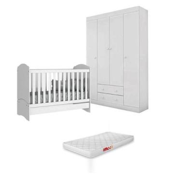 Imagem de Quarto Intanfil Roupeiro Old Clean 100% MDF + Berço 2x1 Mini Cama c/ C