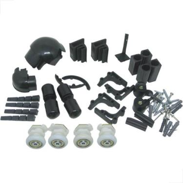 Imagem de Kit De Acessórios Para Box De Banheiro de Canto - Preto - Fast Vidros