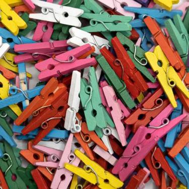 Imagem de Mini Prendedor Madeira Colorido 7x25mm 50pçs 40g Pregador - Macall