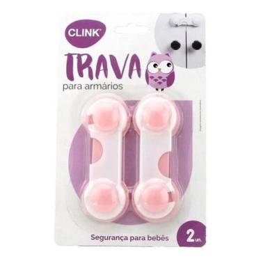 Imagem de Trava Gaveta Armário Segurança Proteção Bebe 2 Un - Azul - Clink
