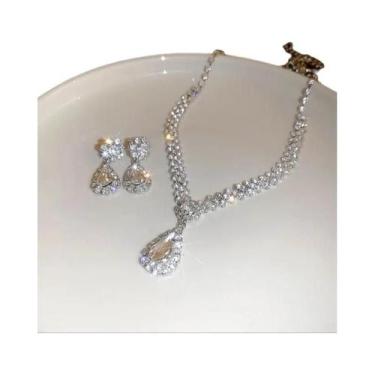 Imagem de Conjunto de Brincos e Colar com Zircônia Vermelha - Estilo Luxo, N3816