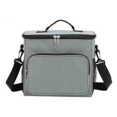 Imagem de Bolsa Térmica Lancheira com Alça Ajustável e Bolso Lateral – Ideal para Marmita, Trabalho, Academia, Escola e Passeios (Cinza)