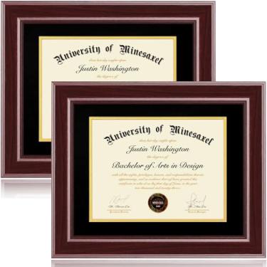 Imagem de Minesaxel Molduras para diploma de 28 x 35 cm com tapete preto, serve para documento de certificado de graduação, moldura vermelha cereja de 35,5 x 28,5 cm com painel de vidro temperado para montagem