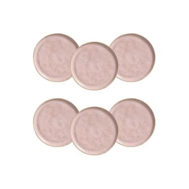 Imagem de Conjunto de Pratos de Sobremesa Porto Brasil Linhas Litchi Rosa Claro 21,5cm - 6 Peças