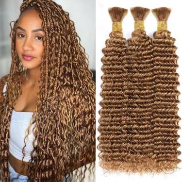 Imagem de Human Braiding Hair Hair Highlight 12A Deep Wave 150g 45cm