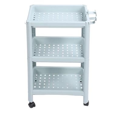 Imagem de Prateleira de Armazenamento de Piso do Banheiro, Unidade de Prateleira Resistente Multifuncional, Grande Capacidade, Economia de Espaço de Plástico para Casa (3 camadas (com