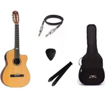 Imagem de Kit Violão Strinberg Sc200 Náilon Elétrico Natural Fosco