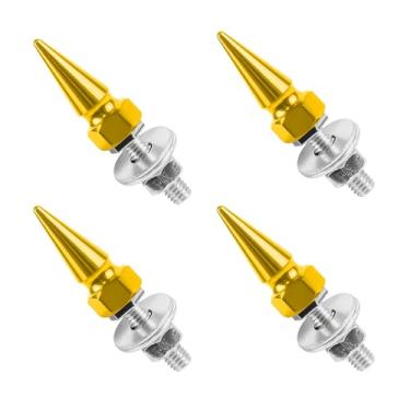 Imagem de Ongfuwu Parafusos de placa de carro 4 peças, parafusos de placa de licença antifurto em forma de espigão para carros, parafusos decorativos de alumínio para moldura de etiqueta de veículo, acessórios