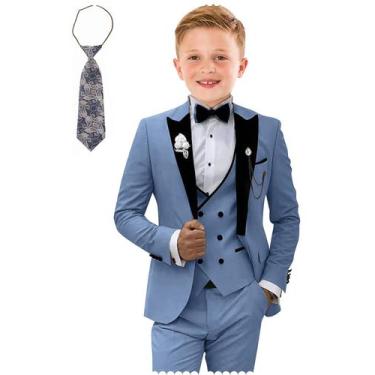 Imagem de Conjunto de ternos formais Tesscy Boys Slim Fit, azul, tamanho 3T, 5 p