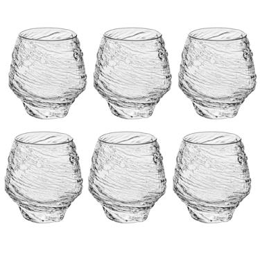 Imagem de Conjunto de 6 Copos Japonês de Vidro Borossilicato, 300ml, Design Ondulado com Textura de Gelo, Jogo de Copos Minimalistas 10cm, para Drinks, Café e Chá, Casa, Restaurante
