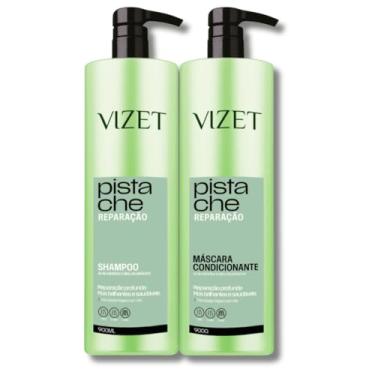 Imagem de Shampoo e Máscara Condicionante Pistache, Reparação Profissional, Verde, 900ml e 900g, Fortalecimento e Nutrição para Cabelos Danificados