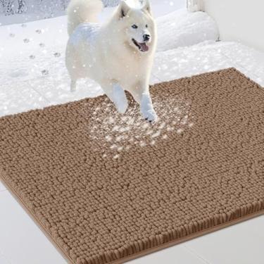 Imagem de IM HOME Tapetes de porta de camelo enlameados de 91 cm x 61 cm para cães, tapete absorvente de chenille, tapete de porta interno pesado antiderrapante, tapete macio para cama de cachorro, tapete