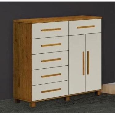 Imagem de Cômoda São Paulo 6 Gavetas 2 Portas Cinamomo/Off- Leifer - Leifer Móve