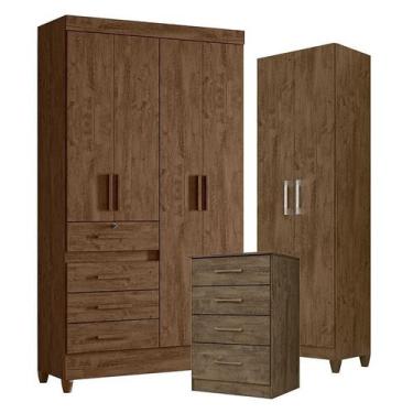 Imagem de Guarda Roupa Solteiro Sobral com Cômoda MS913 e Armário Multiuso New Í