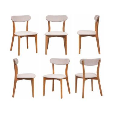 Imagem de Kit 6 Cadeiras Madeira Maciça Estofadas Ceci CabeCasa MadeiraOriginals