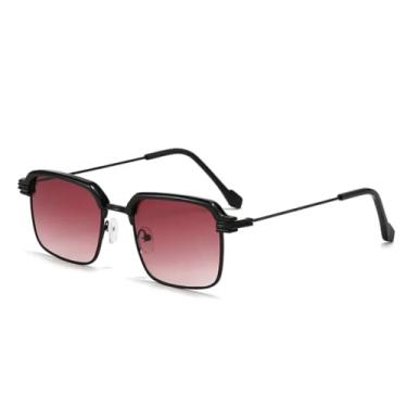 Imagem de HPIRME Óculos retangulares da moda com armação de metal, feminino e masculino, degradê (5)