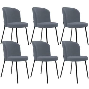 Imagem de Kit 6 Cadeiras Sala De Jantar Estofada Gavi L02 Suede Cinza - Lyam Dec