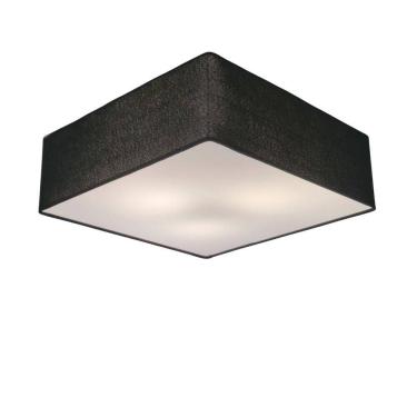 Imagem de Lustre Plafon Sobrepor Quadrado Vivare CQF5015PR Cúpula em Tecido Cor Preta 50x50x15cm