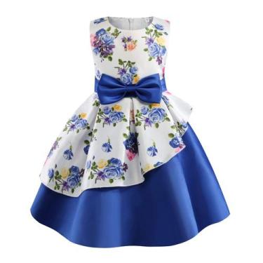 Imagem de Vestido AIMJCHLD Rústico Flower para meninas de 7 a 8 anos azul royal