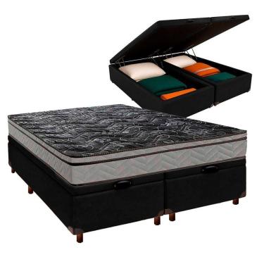 Imagem de Cama Box Bau Blindado Casal + Colchão D28 Conforto Paropas