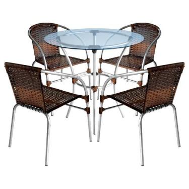 Imagem de Conjunto Pool Mesa e 4 Cadeiras Alumínio Fibra Área Gourmet Acesse Móv