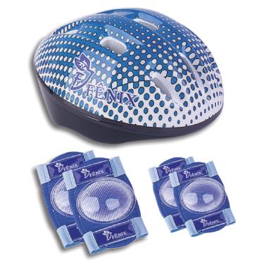 Imagem de Kit Capacete Infantil com Joelheiras e Cotoveleiras - Azul - FCB-09A - Fenix