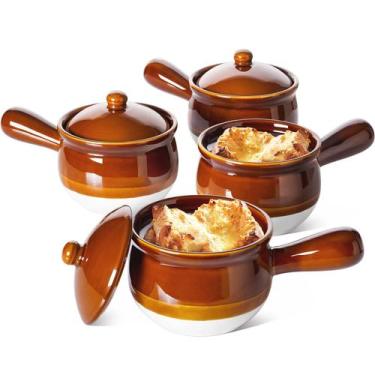 Imagem de Jogo de 4 Taças de Sopa de Cerâmica LE TAUCI - 470ml com Tampa