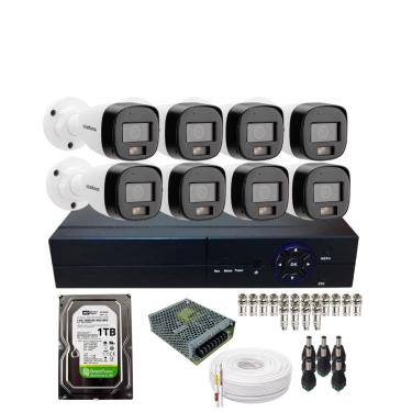 Imagem de Kit  CFTV Intelbras 8 Câmeras VHD 3220b Full Color e Áuidio Dvr Alta Performance 8ch Hd 1Tera