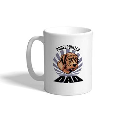 Imagem de Caneca de café engraçada personalizada xícara de café pai pudelpointer cachorro xícara de chá de cerâmica branca 325 ml design apenas