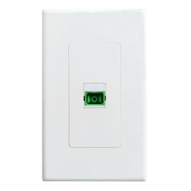 Imagem de Placa de parede de fibra óptica Screwless de 1 porta SC/APC - Placa de cobertura de conector Keystone de fibra óptica para passagem de cabo de fibra - branca