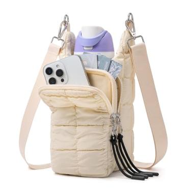 Imagem de WOOMADA Suporte para garrafa de água com alça bolsa de transporte para garrafa de água (bege)