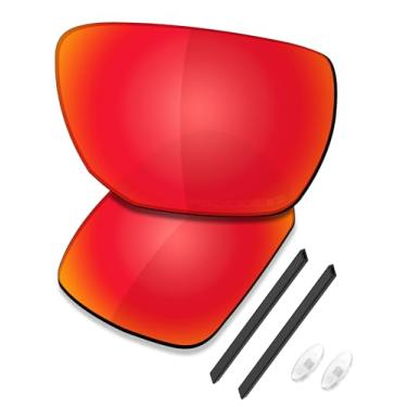 Imagem de SAUCER Lentes de reposição premium e kits de borracha para óculos de sol Oakley Ejector OO4142 High Defense - vermelho fogo polarizado