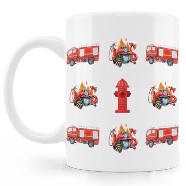 Imagem de BESERH Caneca de café para presente de bombeiro, presentes de bombeiro para homens e mulheres, presentes de bombeiro, caminhão de combate a incêndios, caneca de café de cerâmica 325 ml
