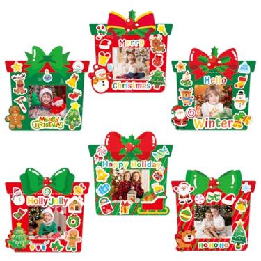 Imagem de MOUNMDA Pacote com 30 porta-retratos de Natal, kit de artesanato para crianças, caixa de presente de Natal, molduras para fotos, enfeites para decoração de festa de árvore de Natal, lembrancinhas