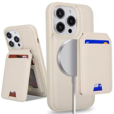 Imagem de SailorTech Capa para iPhone 14 Pro com suporte para cartão de crédito mag seguro, capa de couro para iPhone 14 Pro para telefone carteira feminina compatível com mag segura carteira destacável 2 em 1