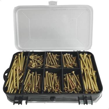 Imagem de Parafusos Buchas Chipboard Philips Madeira Estojo Kit 400 Un