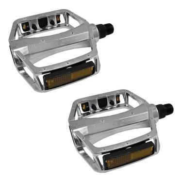 Imagem de Pedal Bicicleta Plataforma Alumínio Rosca Grossa 9/16 Prata