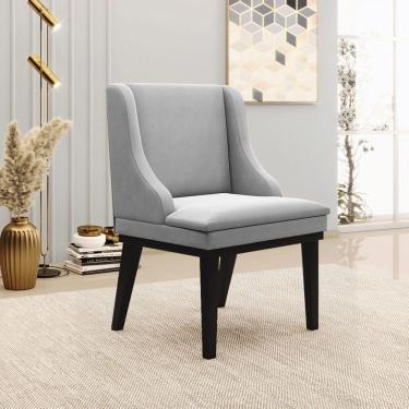 Imagem de Cadeira Decorativa Sala De Jantar Base Fixa De Madeira Firenze Suede Cinza/preto G19 - Gran Belo